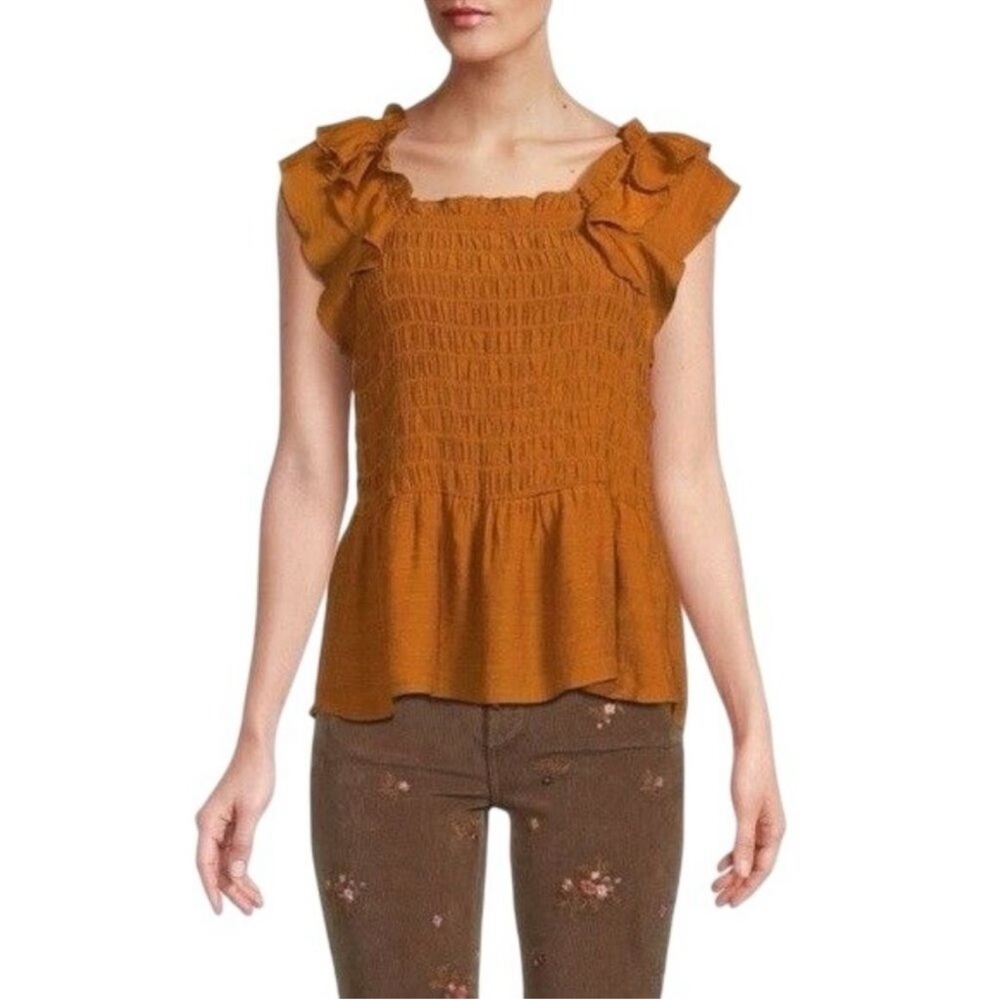 Nanette Lepore Smocked Flutter Sleeve Top